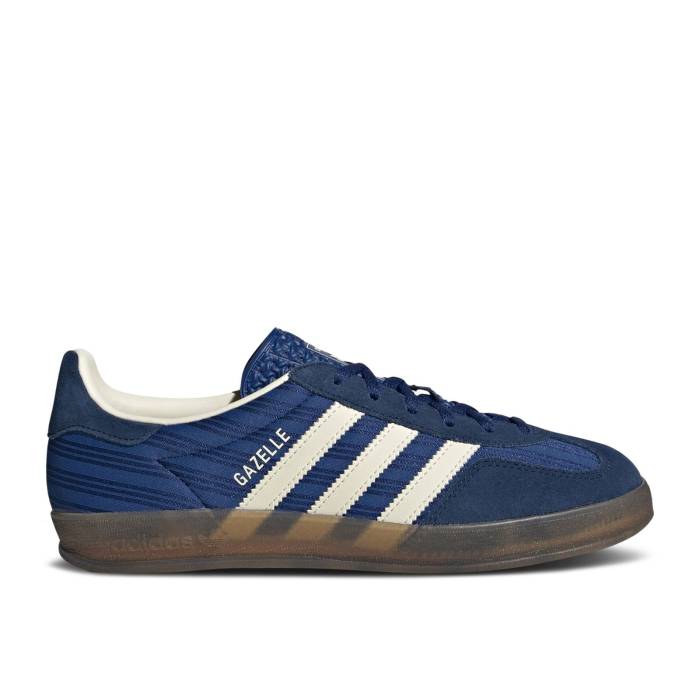アディダス Adidas 【 Wmns Gazelle Indoor 'Blue Pinstripe Satin' Women Victory Blue/Night Indigo/Cream White 】 ガゼル レディース Victory ビクトリー 青色 ブルー ナイト 藍色・インディゴ クリーム 白色 ホワイト