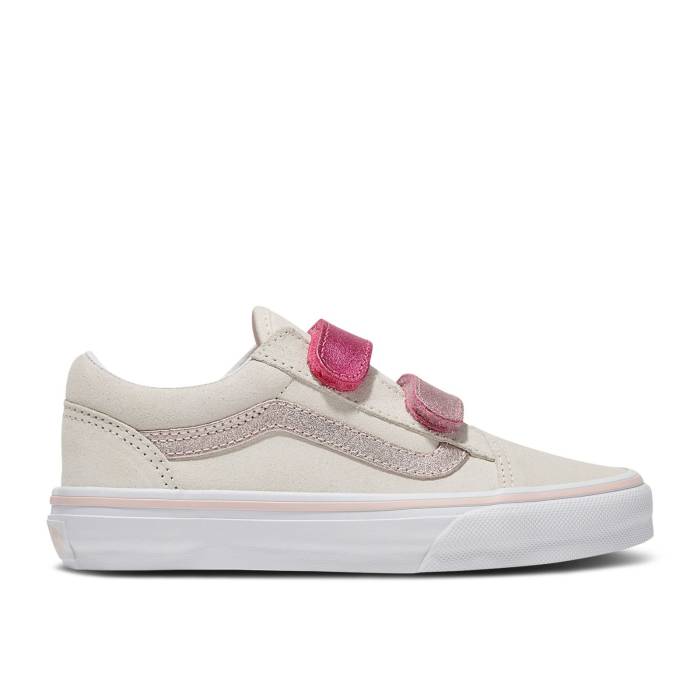 ヴァンズ Vans 【 Old Skool V Kids \u0027Marshmallow Metallic Pink\u0027 Youth Marshmallow/Metallic Pink 】 お坊っちゃん キッズ pink さくら色