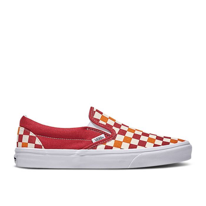 ヴァンズ Vans 【 Classic Slip-On \u0027Checkerboard - Red Orange White\u0027 Men Red/White 】 古典派音楽 slip-on スリッポン Red 赤・赤いこと orange 橙・オレンジ色 メンズ Red 赤・赤いこと 白いこと 白いこと