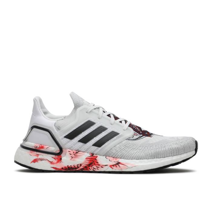 アディダス Adidas 【 Ultraboost 20 \u0027Chinese New Year - Grey Floral\u0027 Men Crystal White/Core Black/Solar Red 】 薄墨色 薄墨色 メンズ 白いこと 白いこと 中核グループ 黒いこと 黒いこと Red 赤・赤いこと