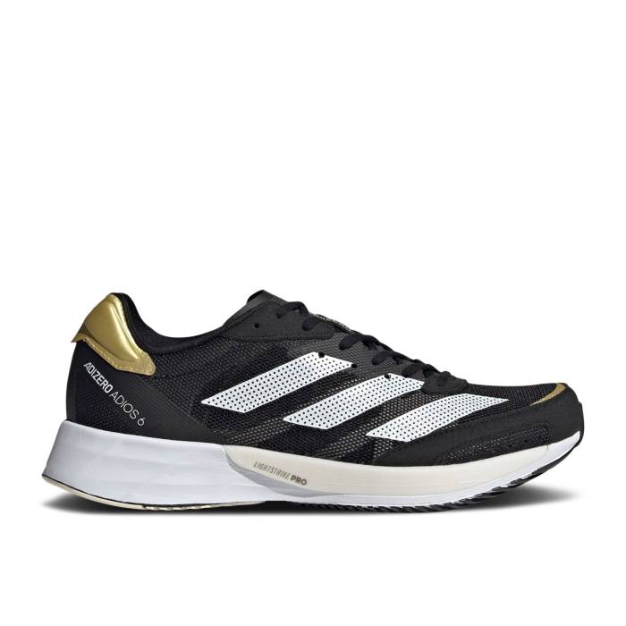 アディダス Adidas 【 Wmns Adizero Adios 6 \u0027Black Gold Metallic\u0027 Women Core Black/Cloud White/Wonder White 】 アディゼロ アディオス ゴールド レディース 中核グループ 黒いこと 黒いこと 白いこと 白いこと