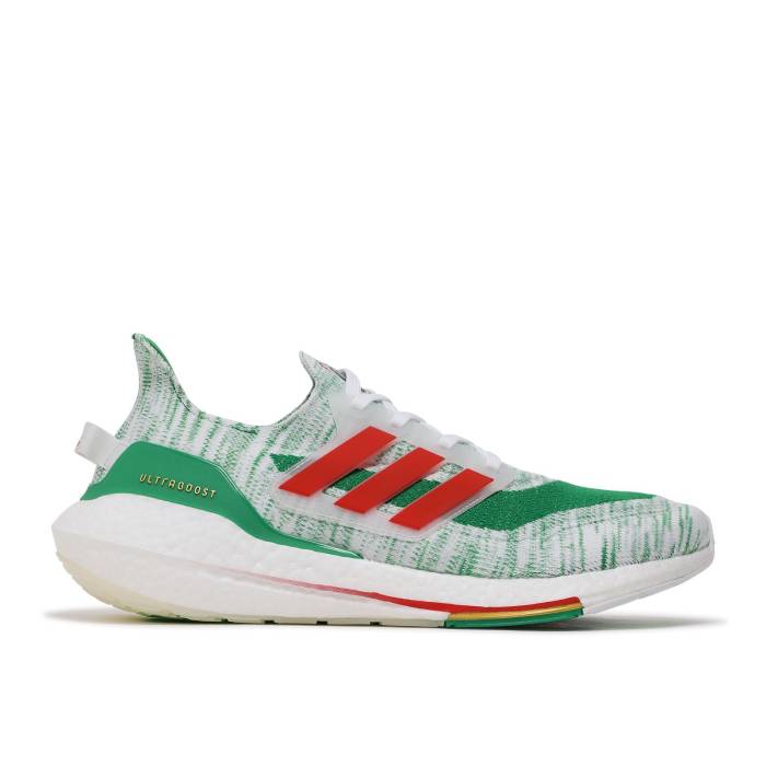 アディダス Adidas 【 Ultraboost 21 \u0027White Green\u0027 Men Cloud White/Red/Green 】 メンズ 白いこと 白いこと Red 赤・赤いこと green 緑・緑であること