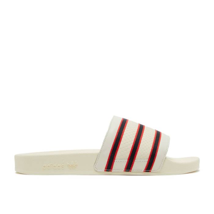 アディダス Adidas 【 Espn X Adilette Slide \u00271979\u0027 Men Cream White/Core Black/Vivid Red 】 アディレッタ Slide サンダル メンズ 皮膚軟化剤 白いこと 白いこと 中核グループ 黒いこと 黒いこと Red 赤・赤いこと