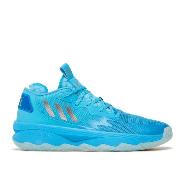 アディダス Adidas 【 Dame 8 \u0027Young Dolla\u0027 Men Signal Cyan/Silver Metallic/Shock Cyan 】 メンズ シアン Silver しろがね色・しろがね色 ぼうぜん自失
