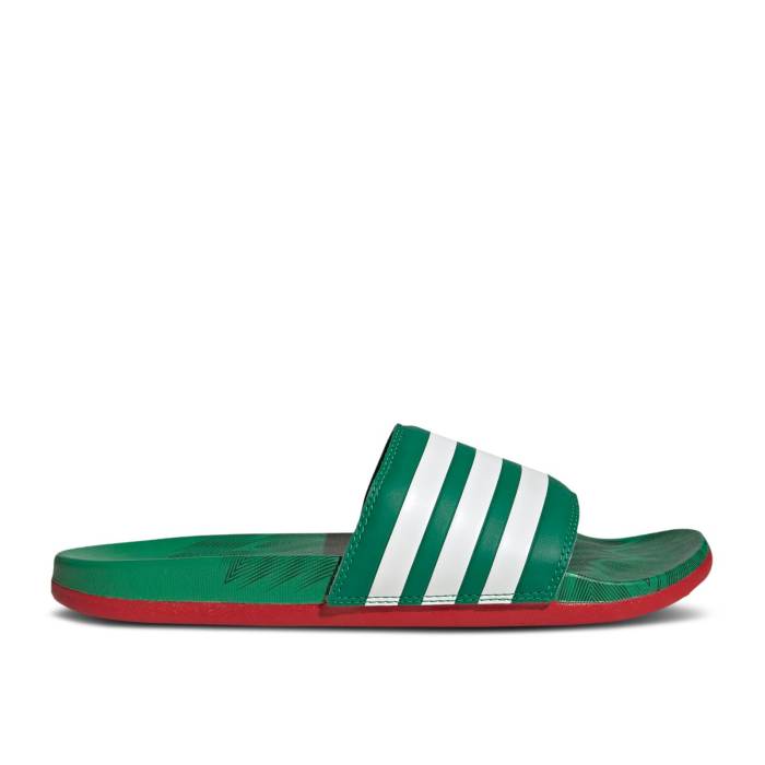 アディダス Adidas 【 Adilette Comfort Slide \u0027Vivid Green Scarlet\u0027 Men Vivid Green/Cloud White/Scarlet 】 アディレッタ Slide サンダル green 緑・緑であること メンズ green 緑・緑であること 白いこと 白いこと
