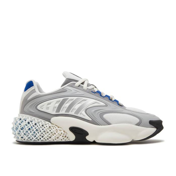 アディダス Adidas 【 4D Krazed 'White Silver Metallic' Men Cloud White/Silver Metallic/Royal Blue 】 Silver 銀色・シルバー メンズ 白色 ホワイト Silver 銀色・シルバー 青色 ブルー｜スニケス