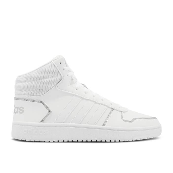 アディダス Adidas 【 Wmns Hoops 2.0 Mid \u0027White Silver Metallic\u0027 Women Cloud White/Cloud White/Silver Metallic 】 ミッド Silver しろがね色・しろがね色 レディース 白いこと 白いこと Silver しろがね色・しろがね色