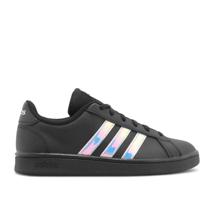 アディダス Adidas 【 Grand Court Base \u0027Black Iridescent\u0027 Men Core Black/Cloud White/Grey 】 地べた 厚地の外套 メンズ 中核グループ 黒いこと 黒いこと 白いこと 白いこと 薄墨色 薄墨色