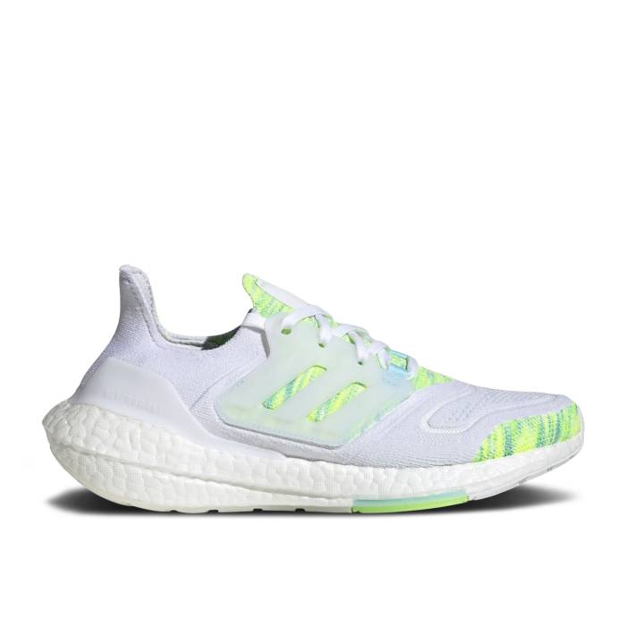 アディダス Adidas 【 Wmns Ultraboost 22 \u0027White Bliss Blue Yellow\u0027 Women Cloud White/Cloud White/Bliss Blue 】 青味 青味 レディース 白いこと 白いこと 青味 青味