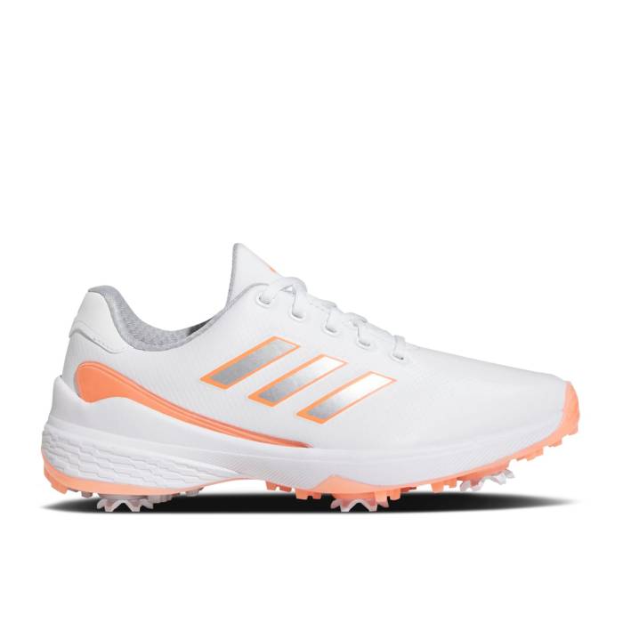 アディダス Adidas 【 Wmns Zg23 Golf \u0027White Coral Fusion\u0027 Women Cloud White/Silver Metallic/Coral Fusion 】 golf ゴルフ レディース 白いこと 白いこと Silver しろがね色・しろがね色 Fusion 核融合反応