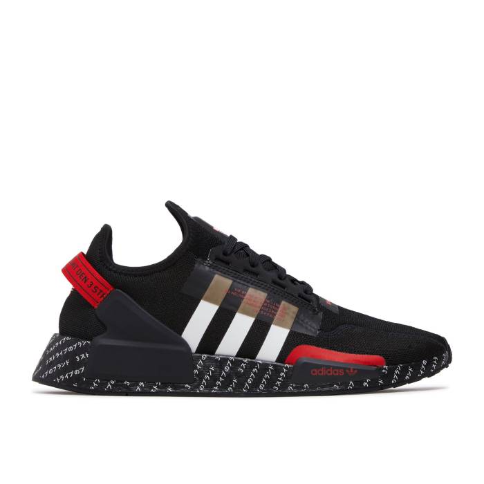 アディダス Adidas 【 Nmd_R1 V2 'Japanese Print - Black Red' Men Core Black/Cloud White/Red 】 黒色 ブラック メンズ コア 黒色 ブラック 白色 ホワイト Red 赤・レッド