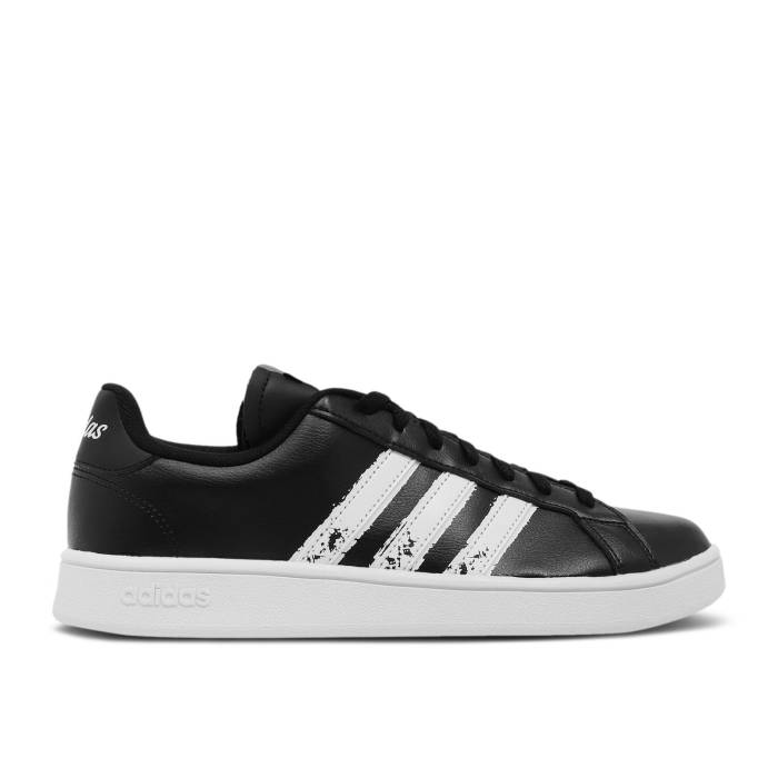アディダス Adidas 【 Grand Court Base Beyond \u0027Black White\u0027 Men Core Black/Cloud White/Core Black 】 地べた 厚地の外套 メンズ 中核グループ 黒いこと 黒いこと 白いこと 白いこと