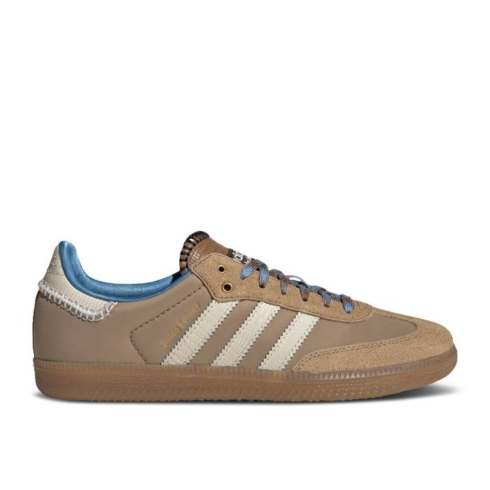 アディダス Adidas 【 Wales Bonner X Samba Nylon Desert White Men Desert White/Wonder White/Ash Blue 】 サンバ ナイロン メンズ 白色 ホワイト 青色 ブルー