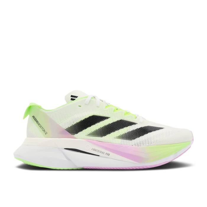 アディダス Adidas 【 Wmns Adizero Boston 12 \u0027White Black Green Spark\u0027 Women Cloud White/Core Black/Green Spark 】 アディゼロ 豆の町 黒いこと 黒いこと green 緑・緑であること レディース 白いこと 白いこと 中核グループ 黒いこと ブラッ
