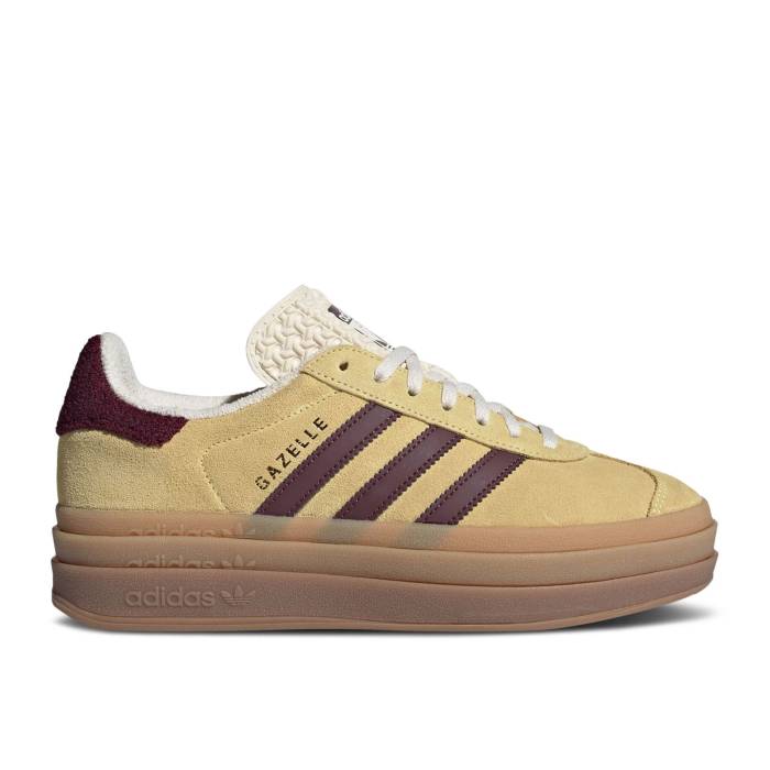 アディダス Adidas 【 Wmns Gazelle Bold \u0027Almost Yellow Maroon\u0027 Women Almost Yellow/Maroon/Wonder White 】 ガゼル yellow 黄味がかった・黄色 レディース yellow 黄味がかった・黄色 マルーン 白いこと 白いこと