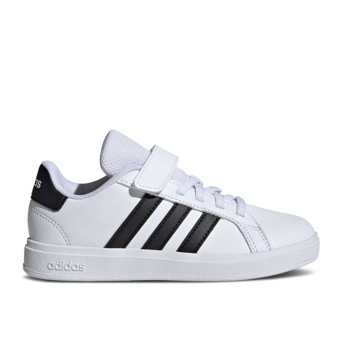 アディダス Adidas 【 Grand Court 2.0 C \u0027White Black\u0027 Youth Cloud White/Core Black/Cloud White 】 地びた 厚地の外套 御坊っちゃん キッズ 白いこと 白いこと 中核グループ 黒いこと 黒いこと