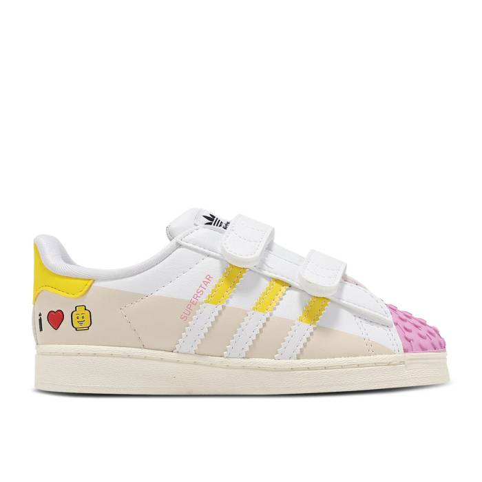アディダス Adidas 【 Lego X Superstar Cf I \u0027I Love Lego - Pink\u0027 Infant Cloud White/Yellow/Wonder White 】 Superstar はやりっ児 もの言う花 白いこと 白いこと yellow 黄味がかった・黄色