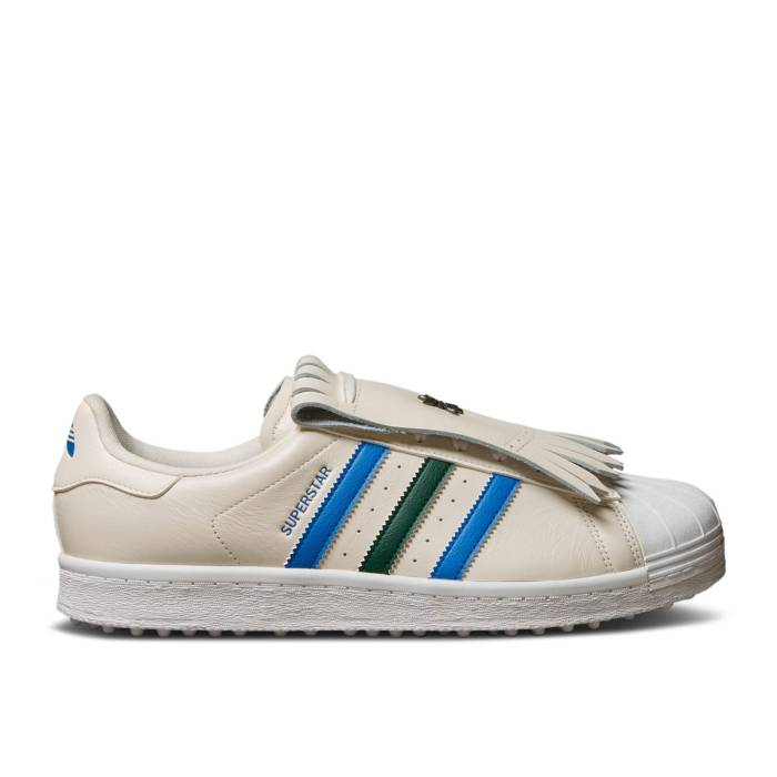 アディダス Adidas 【 Superstar Spikeless Golf \u0027Rolling Links Pack\u0027 Men Chalk White/Collegiate Green/Blue Bird 】 Superstar はやりっ児 golf ゴルフ メンズ 白いこと 白いこと green 緑・緑であること 青碧 青碧