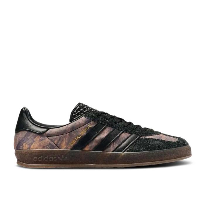 アディダス Adidas 【 Metalwood Studio X Gazelle Indoor \u0027Real Leaf Camo\u0027 Men Core Black/Core Black/Gum 5 】 制作室 ガゼル メンズ 中核グループ 黒いこと 黒いこと