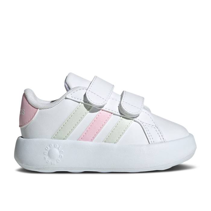 アディダス Adidas 【 Grand Court 2.0 I \u0027White Crystal Jade Pink\u0027 Infant Cloud White/Crystal Jade/Clear Pink 】 競技場 厚地の外套 翡翆・ジェード もの言う花 白いこと 白いこと 翡翆・ジェード pink サクラ色
