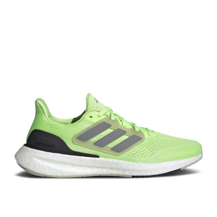 アディダス Adidas 【 Pureboost 23 \u0027Green Spark\u0027 Men Green Spark/Iron Metallic/Putty Grey 】 メンズ green 緑・緑であること 薄墨色 薄墨色