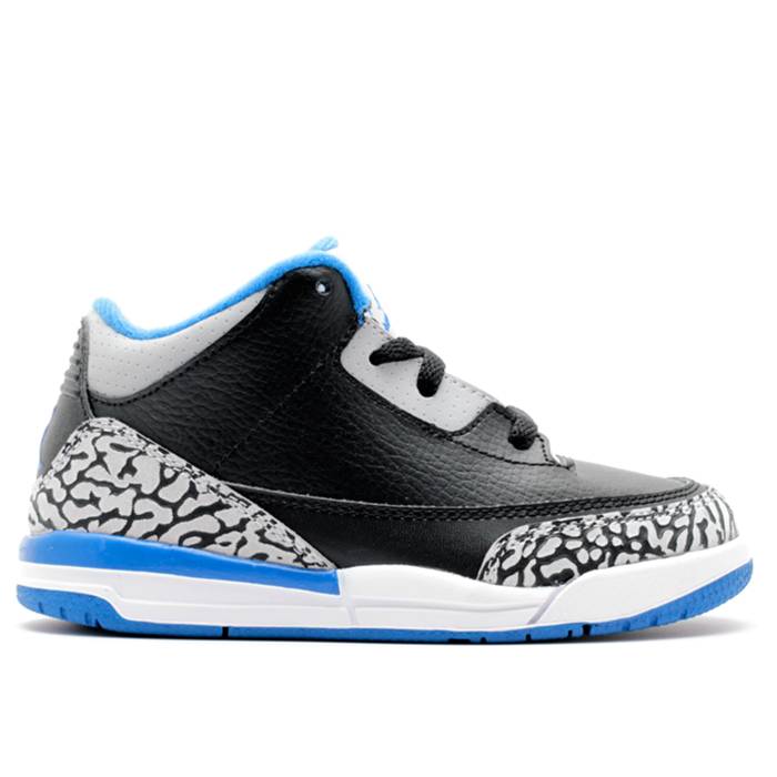 ナイキ　エアジョーダン Air Jordan 【 Jordan 3 Retro Bt Youth Black/Sport Blue-Wolf Grey 】 レトロ ジュニア キッズ 黒色 ブラック 灰色 グレー｜スニケス