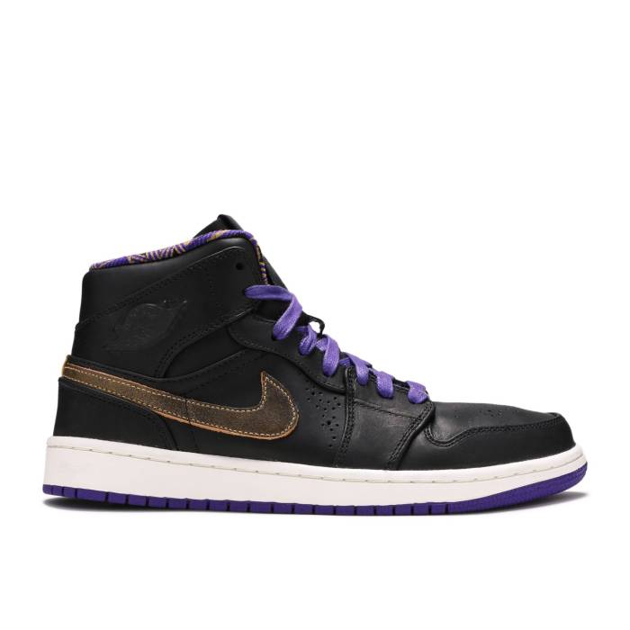 ナイキ　エアジョーダン Air Jordan 【 Jordan 1 Mid Noveau 'Bhm' Men Black/Metallic Gold-Court Purple 】 ミッド メンズ 黒色 ブラック Purple 紫・パープル