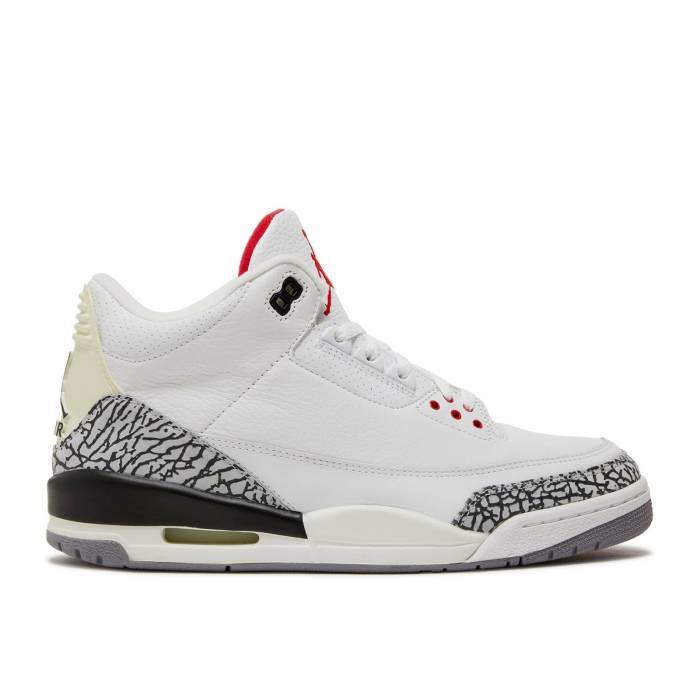 ナイキ エアジョーダン Air Jordan 【 Jordan 3 Retro White Cement 2003 Men White/Cement Grey-Fire Red 】 レトロ メンズ 白色 ホワイト 灰色・シメント Red 赤・レッド