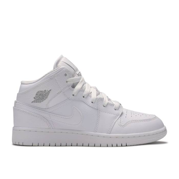 ナイキ エアジョーダン Air Jordan 【 Jordan 1 Retro Mid ガウス \u0027Pure Platinum\u0027 Youth White/Pure Platinum-White 】 レトロ ミッド 御坊っちゃん キッズ 白いこと 白いこと 純然たる