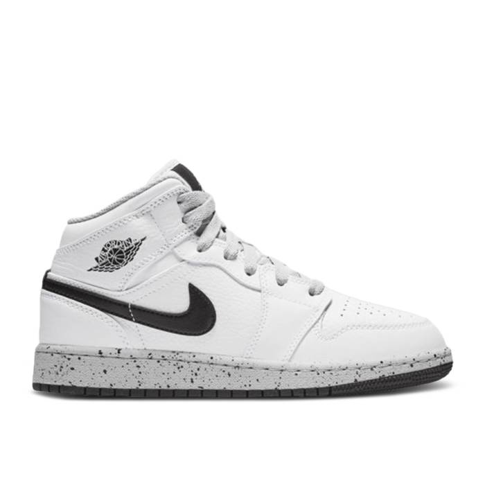 ナイキ エアジョーダン Air Jordan 【 Jordan 1 Retro Mid Gs White Cement Youth White/Cement Grey-Black 】 レトロ ミッド ジュニア キッズ 白色 ホワイト 灰色・シメント