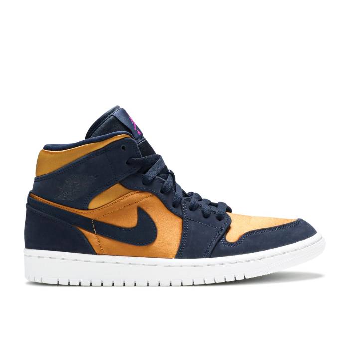 ナイキ エアジョーダン Air Jordan 【 Jordan 1 Mid Se Premium \u0027Stain Gold\u0027 Men Stain Gold/Obsidian/White 】 ミッド Premium 割り増し金 メンズ ゴールド 白いこと 白いこと