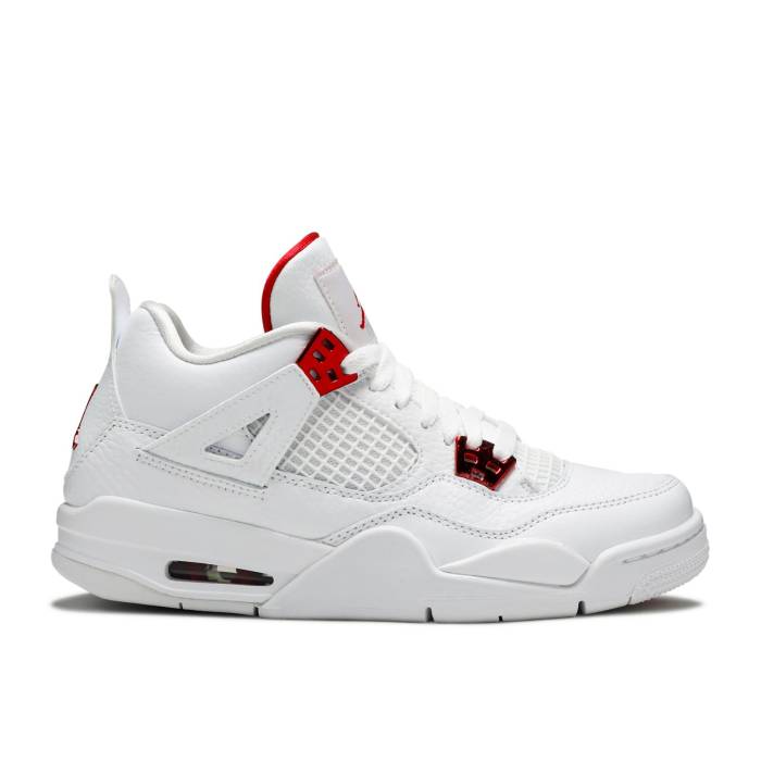 ナイキ エアジョーダン Air Jordan 【 Jordan 4 Retro ガウス \u0027Red Metallic\u0027 Youth White/University Red/Metallic Silver 】 レトロ 御坊っちゃん キッズ 白いこと 白いこと Red 赤・赤いこと Silver しろがね色・しろがね色 キッズ・ベビー・マタニティ-キッズファッション