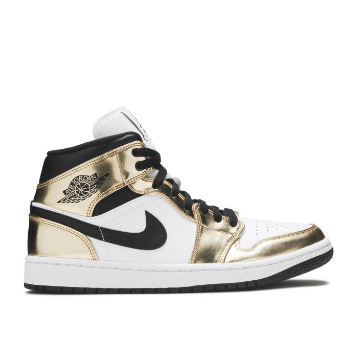 ナイキ エアジョーダン Air Jordan 【 Jordan 1 Mid Se \u0027Metallic Gold\u0027 Men Metallic Gold/Black/White/Black 】 ミッド メンズ ゴールド 黒いこと 黒いこと 白いこと 白いこと メンズ靴-スニーカー