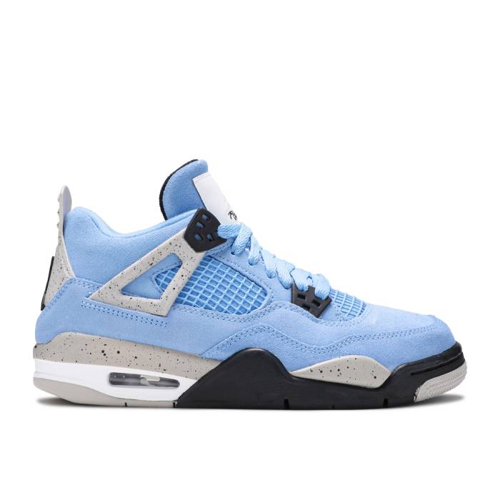 ナイキ エアジョーダン Air Jordan 【 Jordan 4 Retro ガウス \u0027University Blue\u0027 Youth University Blue/Tech Grey/White/Black 】 レトロ 御坊っちゃん キッズ 青碧 青色 テック 薄墨色 薄墨色 白いこと 白いこと 黒いこと 黒いこと 靴-スニーカー