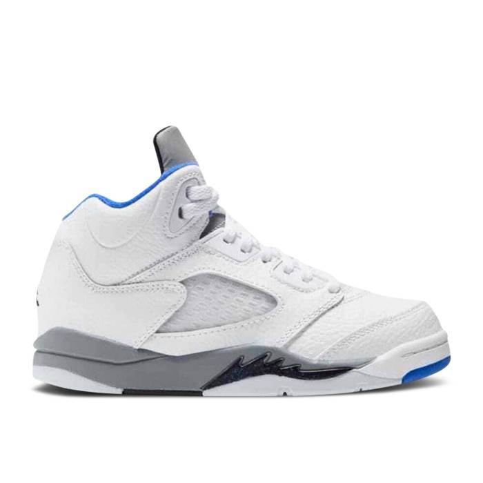 ナイキ　エアジョーダン Air Jordan 【 Jordan 5 Retro Ps 'Stealth 2.0' Youth White/Stealth/Black/Hyper Royal 】 レトロ ジュニア キッズ 白色 ホワイト ステルス 黒色 ブラック｜スニケス