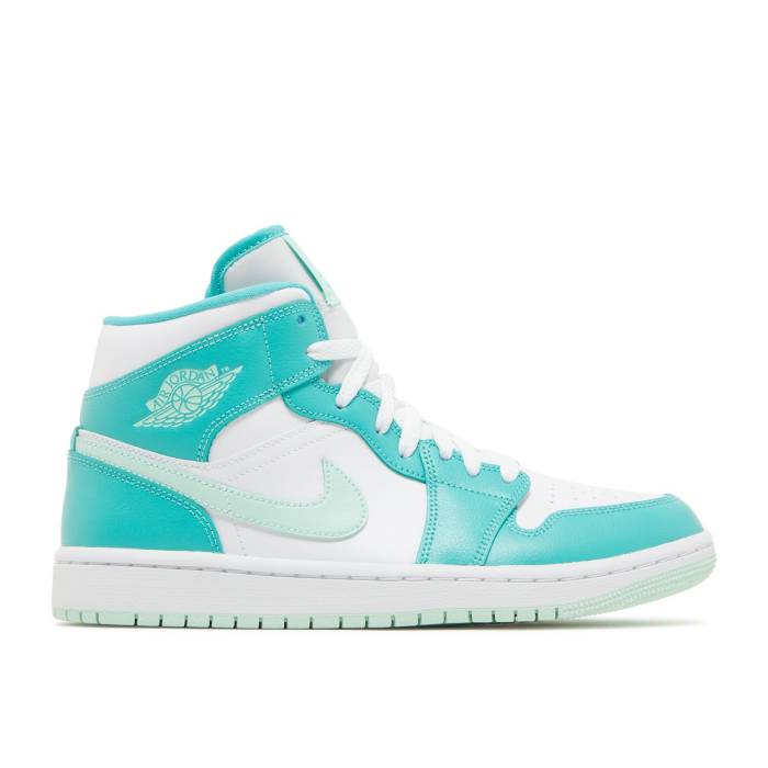 ナイキ エアジョーダン Air Jordan 【 Wmns Jordan 1 Mid \u0027Marine Green\u0027 Women Washed Teal/Mint Foam/White 】 ミッド レディース 白いこと 白いこと