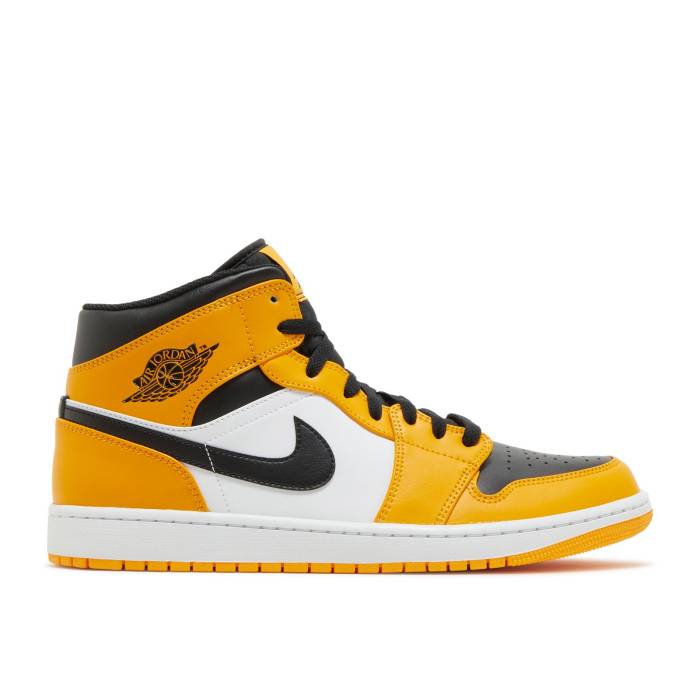 ナイキ エアジョーダン Air Jordan 【 Jordan 1 Mid \u0027Reverse Yellow Toe\u0027 Men Taxi/White/Black 】 ミッド yellow 黄味がかった・黄色 メンズ 白いこと 白いこと 黒いこと 黒いこと