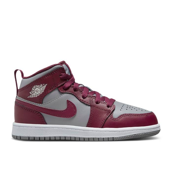 ナイキ エアジョーダン Air Jordan 【 Jordan 1 Mid Ps \u0027Cherrywood Red\u0027 Youth Cherrywood Red/Cement Grey/White 】 ミッド 御坊っちゃん キッズ Red 赤・赤いこと 薄墨色・シメント 薄墨色 薄墨色 白いこと 白いこと