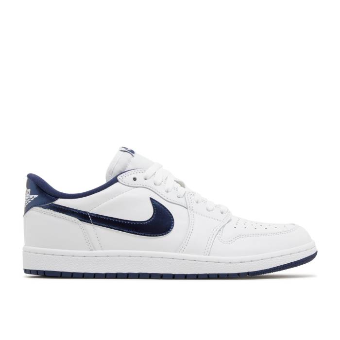 ナイキ エアジョーダン Air Jordan 【 Jordan 1 Retro Low \u002785 Og \u0027Metallic Blue\u0027 2024 Men Summit White/Navy/White 】 レトロ メンズ 白いこと 白いこと 紺色 米国海軍
