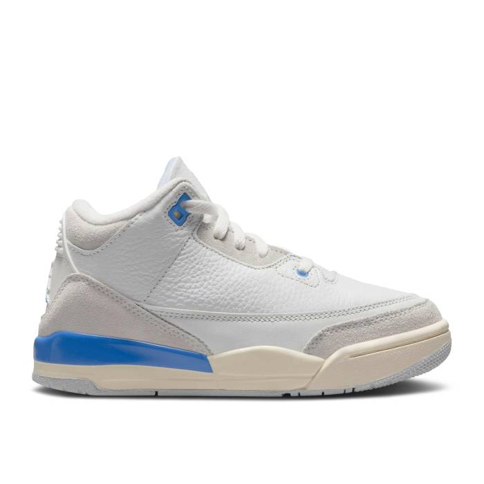 ナイキ エアジョーダン Air Jordan 【 Jordan 3 Retro Ps \u0027Lucky Shorts\u0027 Youth Summit White/Hydrogen Blue/Legend Blue/Photon Dust/Pure Platinum/Sail 】 レトロ 御坊っちゃん キッズ 白いこと 白いこと 青味 青み Legend 言い伝え