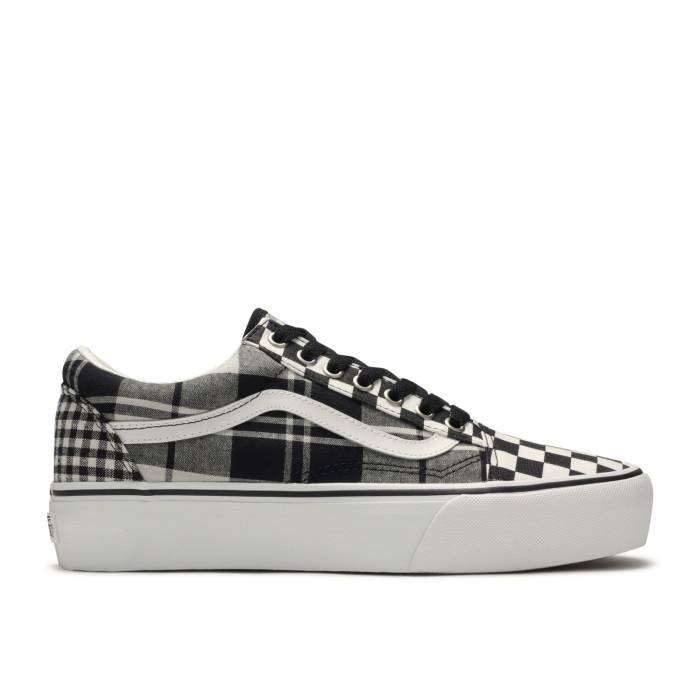 ヴァンズ Vans 【 Old Skool Platform \u0027Plaid Checkerboard\u0027 Men Black/True White 】 メンズ 黒いこと 黒いこと 白いこと 白いこと