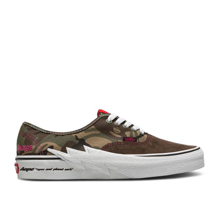 ヴァンズ Vans 【 Aape X Authentic \u0027Bolt - Green Camo\u0027 Men Camo/Pink 】 オーセンティック green 緑・緑であること メンズ 間鴨柄 pink サクラ色