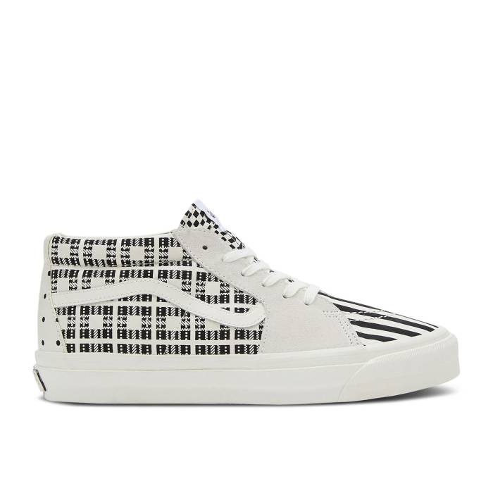 ヴァンズ Vans 【 Premium Sk8-Mid 83 \u0027Pattern Clash\u0027 Men Marshmallow/Black/White 】 Premium 割り増し金 メンズ 黒いこと 黒いこと 白いこと 白いこと