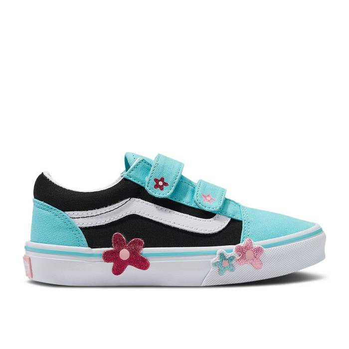 ヴァンズ Vans 【 Old Skool V Kids 'Glitter - Flower Power' Youth Flower Power Multi/True White 】 ジュニア キッズ Power パワー 白色 ホワイト｜スニケス 38,285円