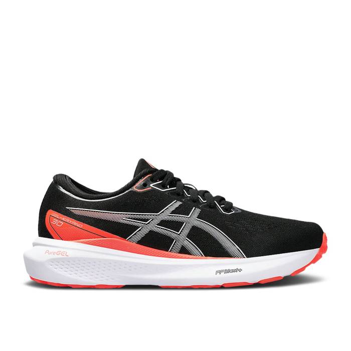 アシックス Asics 【 Gel Kayano 30 ガウス \u0027Black Sunrise Red\u0027 Youth Black/Pure Silver 】 御坊っちゃん キッズ 黒いこと 黒いこと 純然たる Silver しろがね色・しろがね色