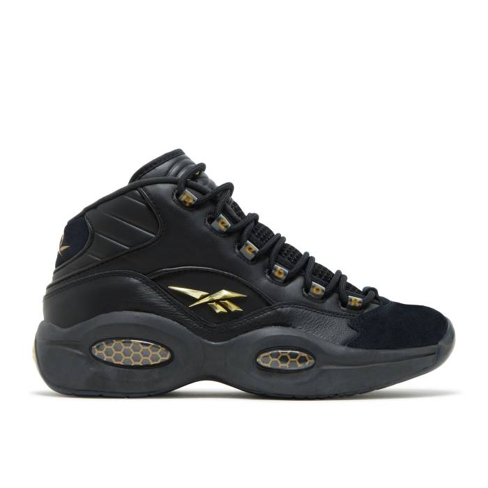 リーボック Reebok 【 Question Mid Lux Men Core Black/Core Black/Gold Metallic 】 Question クエスチョン ミッド メンズ コア 黒色 ブラック ゴールド