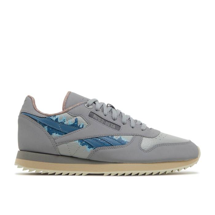 リーボック Reebok 【 Jurassic World X Classic Leather Ripple \u0027Blue And Beta\u0027 Men Pure Grey/Flat Grey/Brave Blue 】 古典派音楽 なめし革 メンズ 純一無雑 薄墨色 薄墨色 青碧 青碧