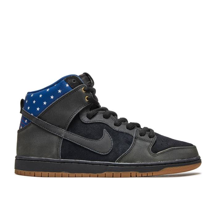 ナイキ Nike 【 Dunk High Premium Sb \u0027Stars\u0027 Men Black/Black-Dark Royal Blue 】 ダンク 御機嫌 Premium 割り増し金 エスビー メンズ 黒いこと 黒いこと 青み 青色