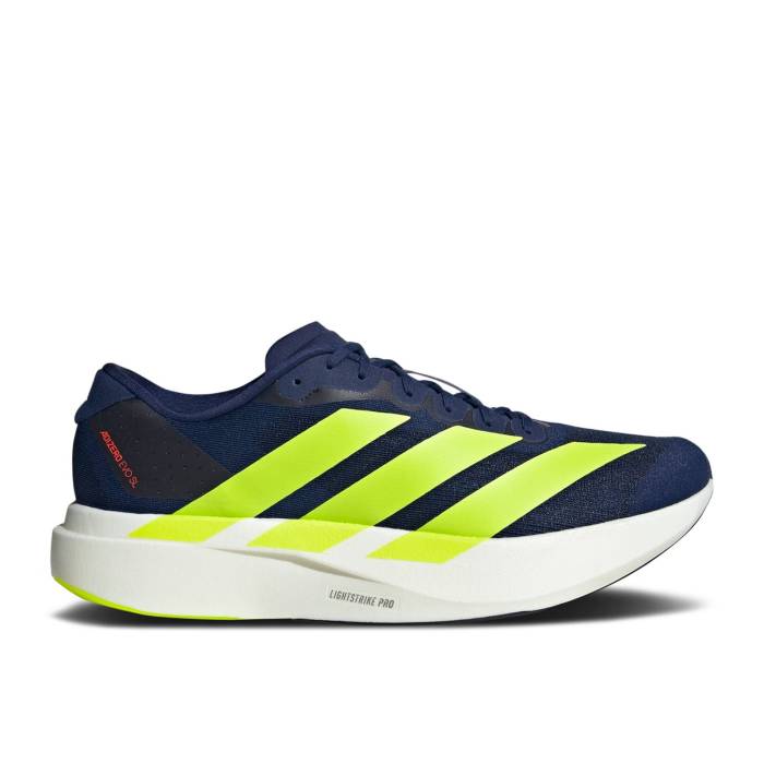 アディダス Adidas 【 Adizero Evo Sl \u0027Dark Blue Solar Slime\u0027 Men Dark Blue/Solar Slime/Lucid Red 】 アディゼロ 青味 青み メンズ 青味 青み Red 赤・赤いこと