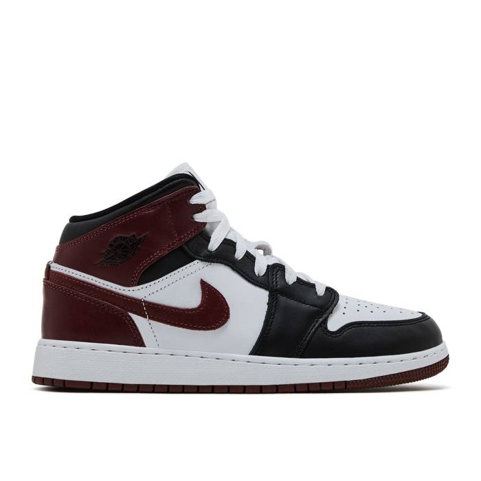 ナイキ エアジョーダン Air Jordan 【 Jordan 1 Mid Se Gs 'Dark Pony' Youth White/Black/Dark Pony 】 ミッド ジュニア キッズ 白色 ホワイト 黒色 ブラック ポニー|スニケス